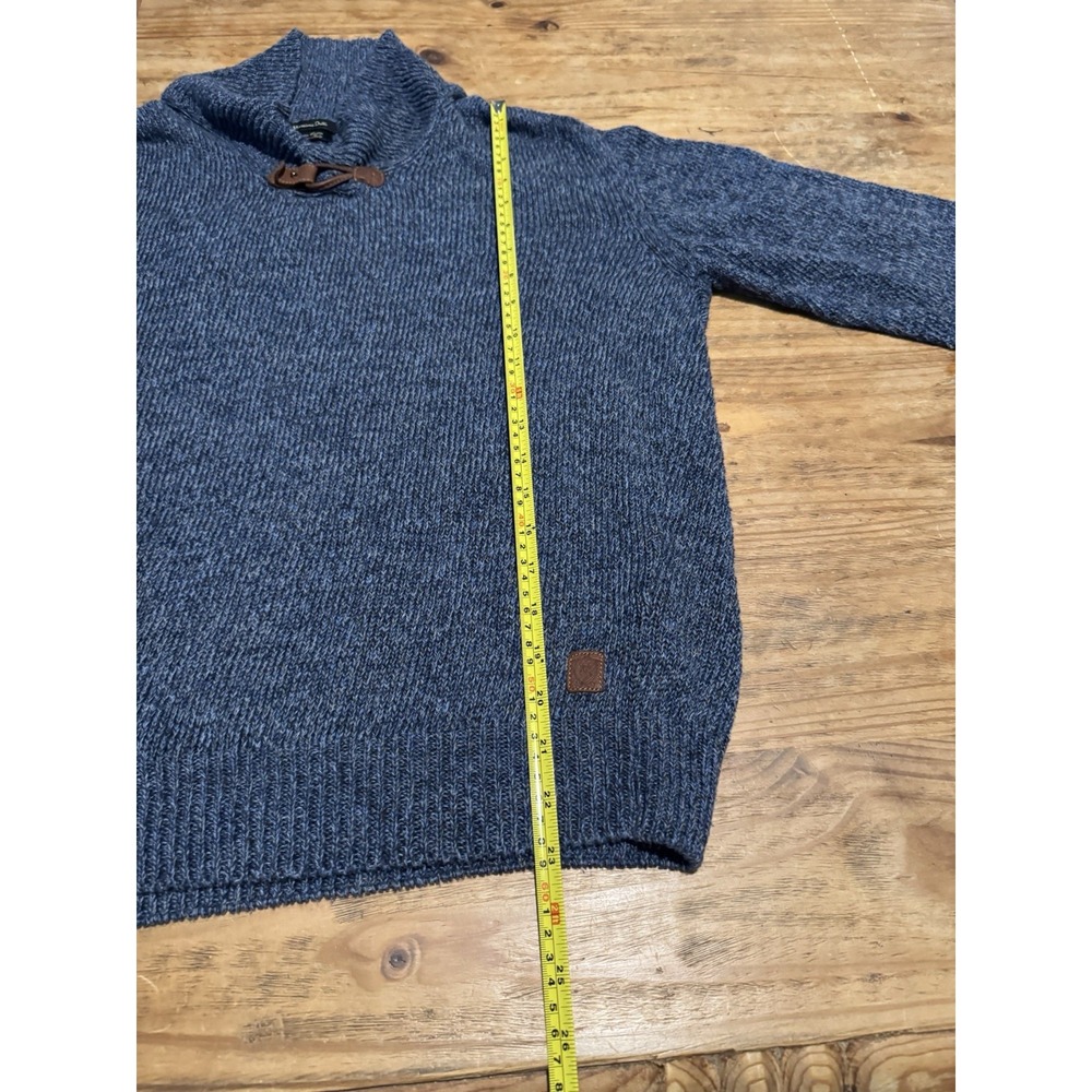MASSIMO DUTTI Men's Blue Linen-Cotton Blend Shawl Collar Sweater Sz L Italy - Picture 8 of 9